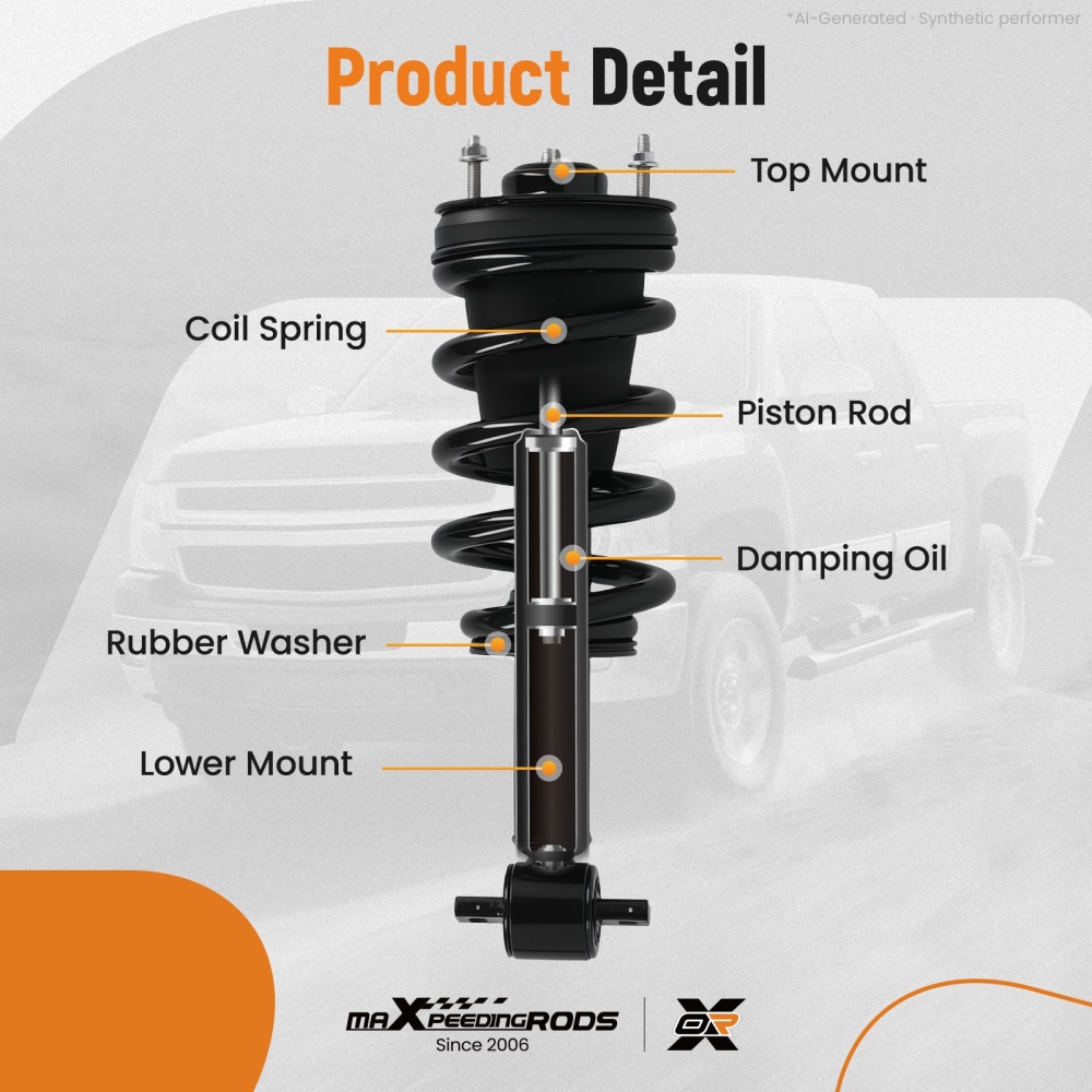 Front Strut Rear Shock Absorber Assy for 2007-13 compatible for Chevy GMC Silverado Sierra 1500