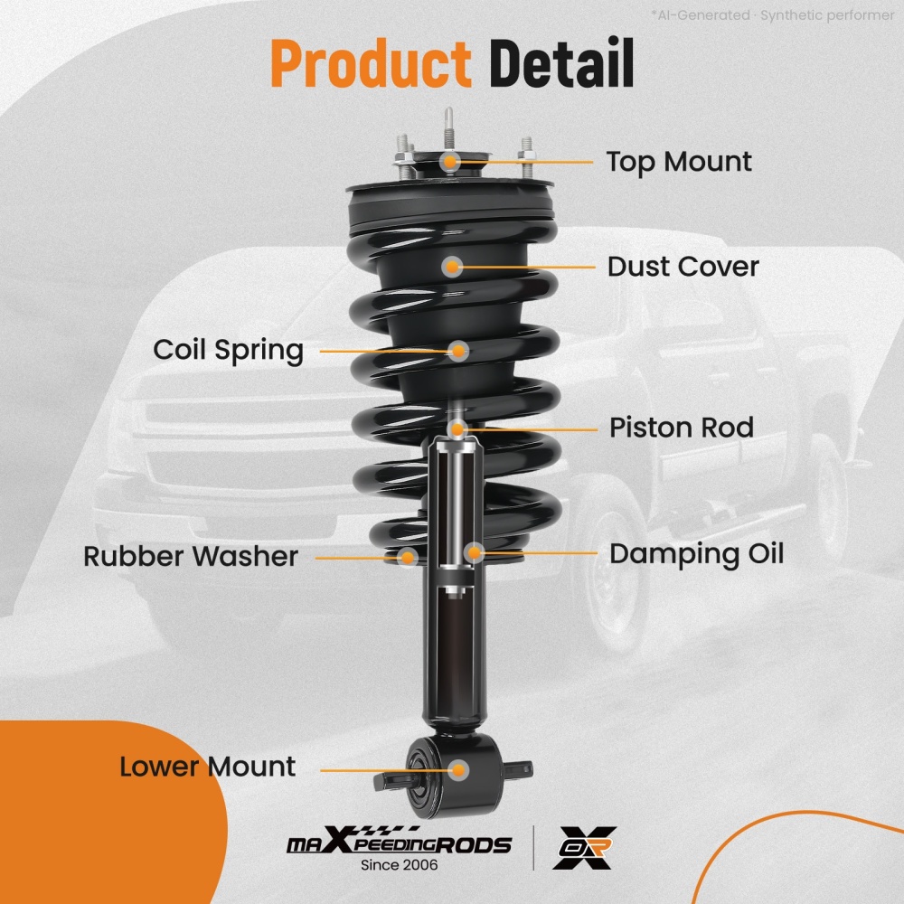 Front Shock Struts w/ Spring for 2014-2018 compatible for Chevy GMC Silverado Sierra 1500 4WD