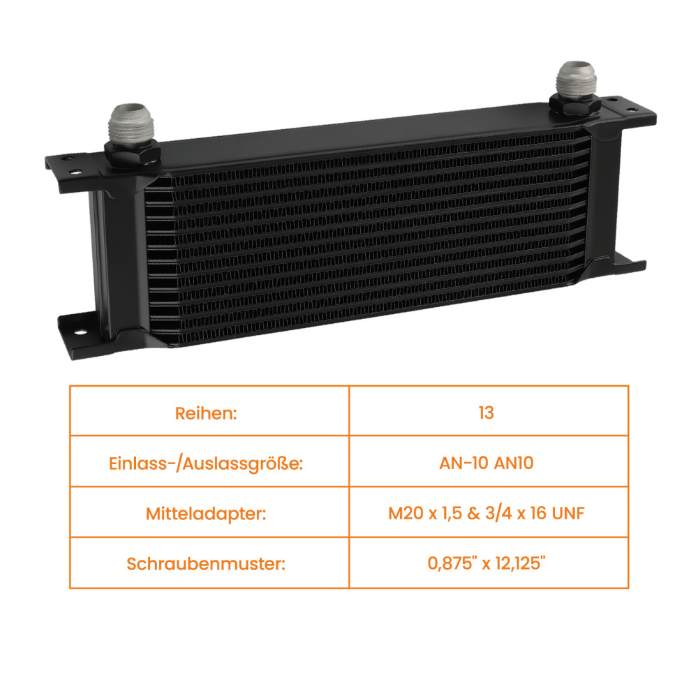 Universal 13 Row An10 Black Oil Cooler Filter Relocation Kit W/ Hose Kit Black