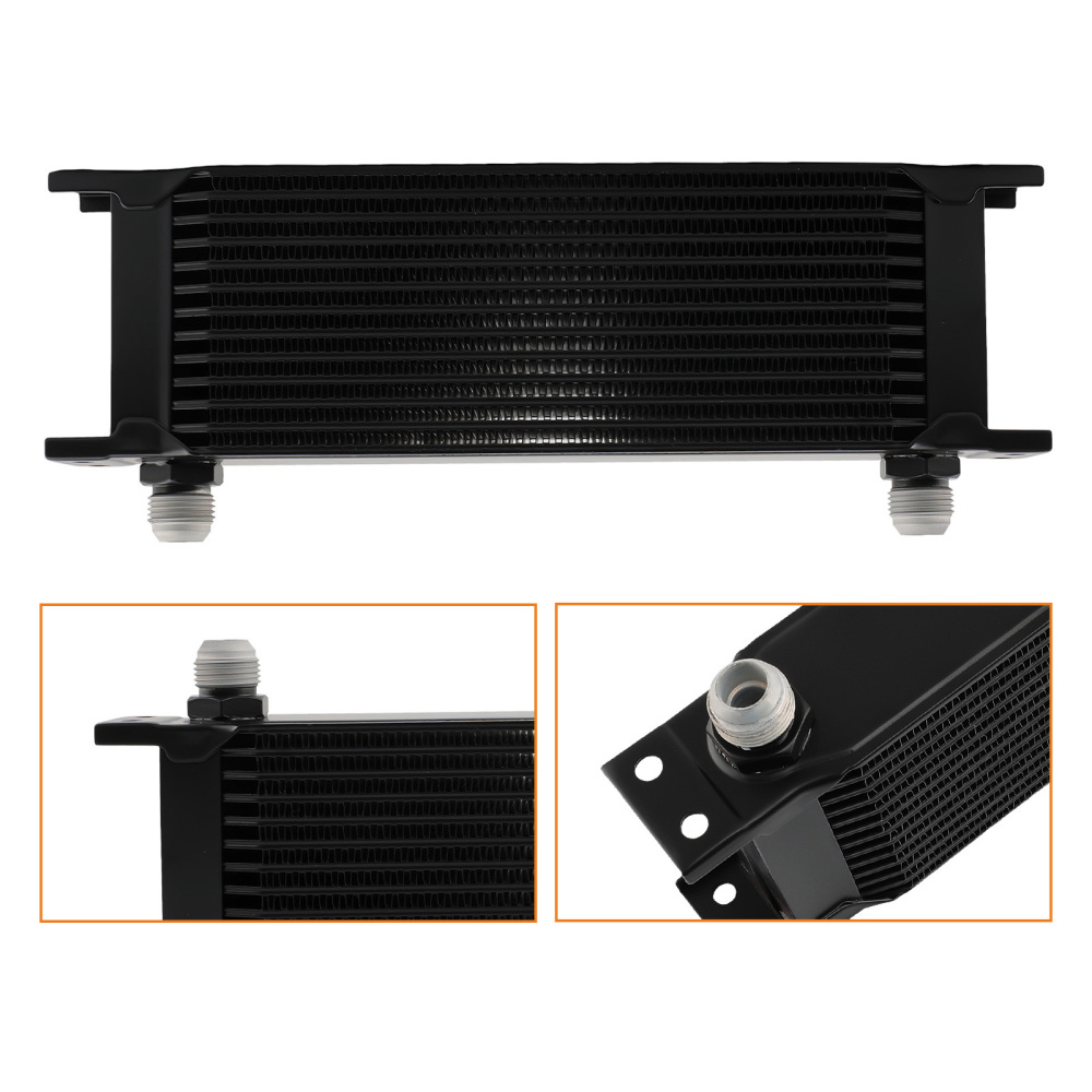 Universal 13 Row An10 Black Oil Cooler Filter Relocation Kit W/ Hose Kit Black