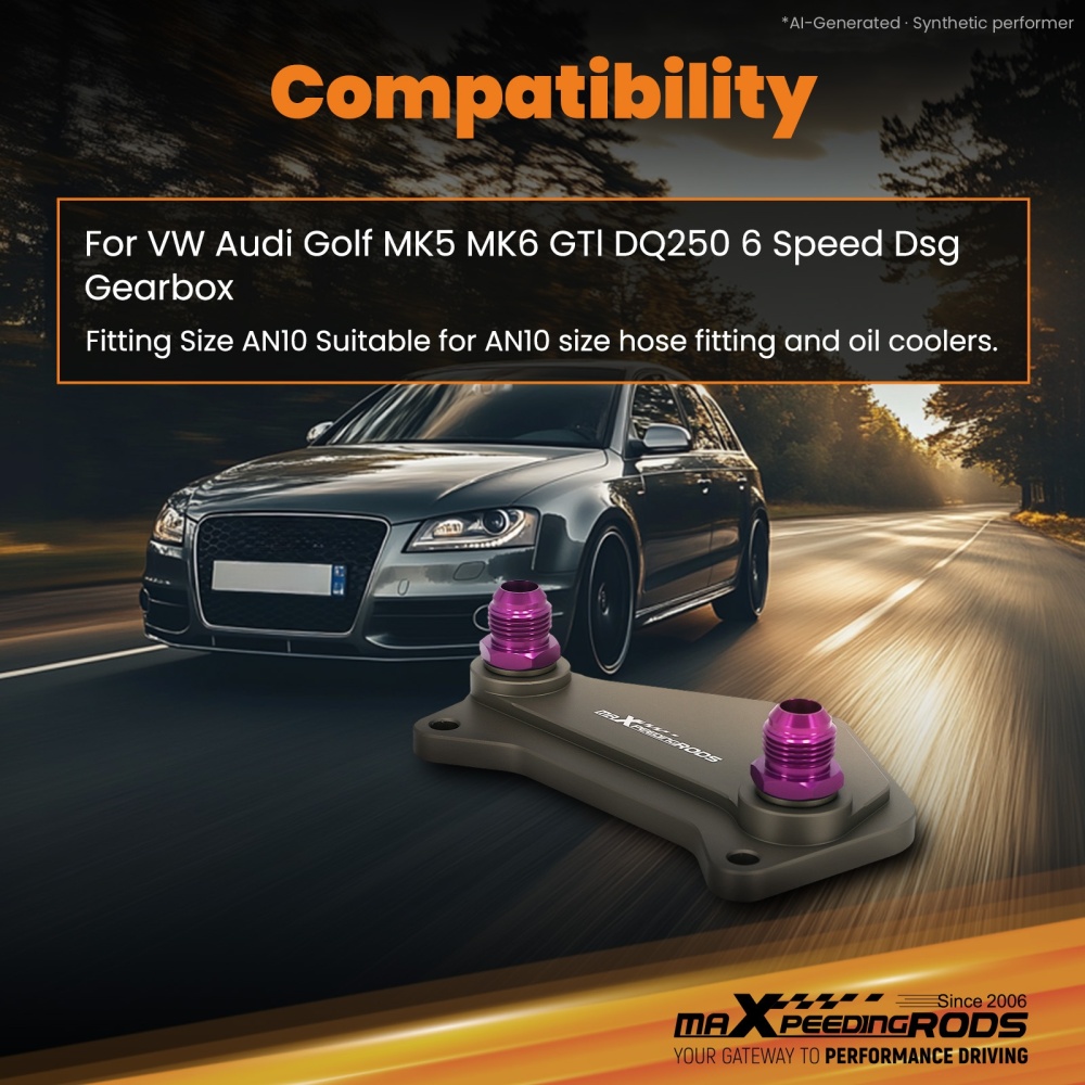 1x AN10 Oil Cooler Adapter Kit compatible for VW Audi Golf MK5 MK6 GTI DQ250 6 Speed