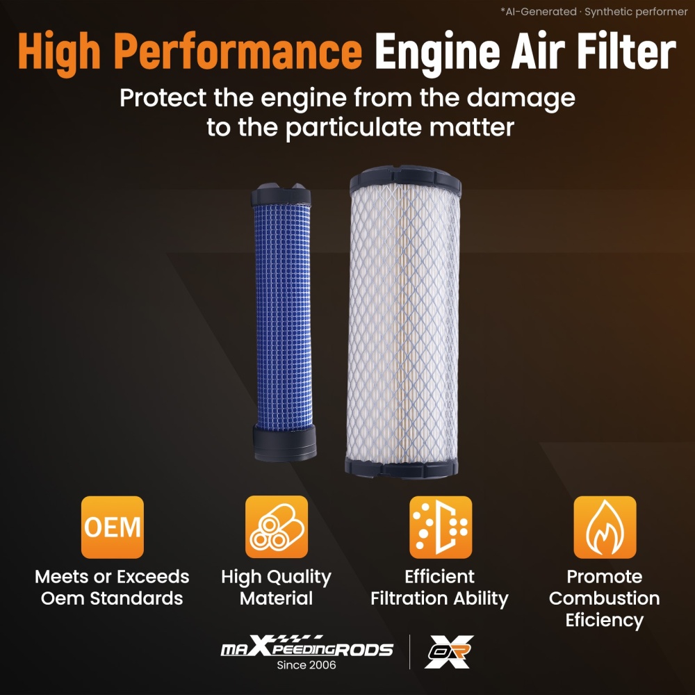 Outer Inner Air Filter Set compatible for Kawasaki FD750D FD791D FH601D P821575 821136