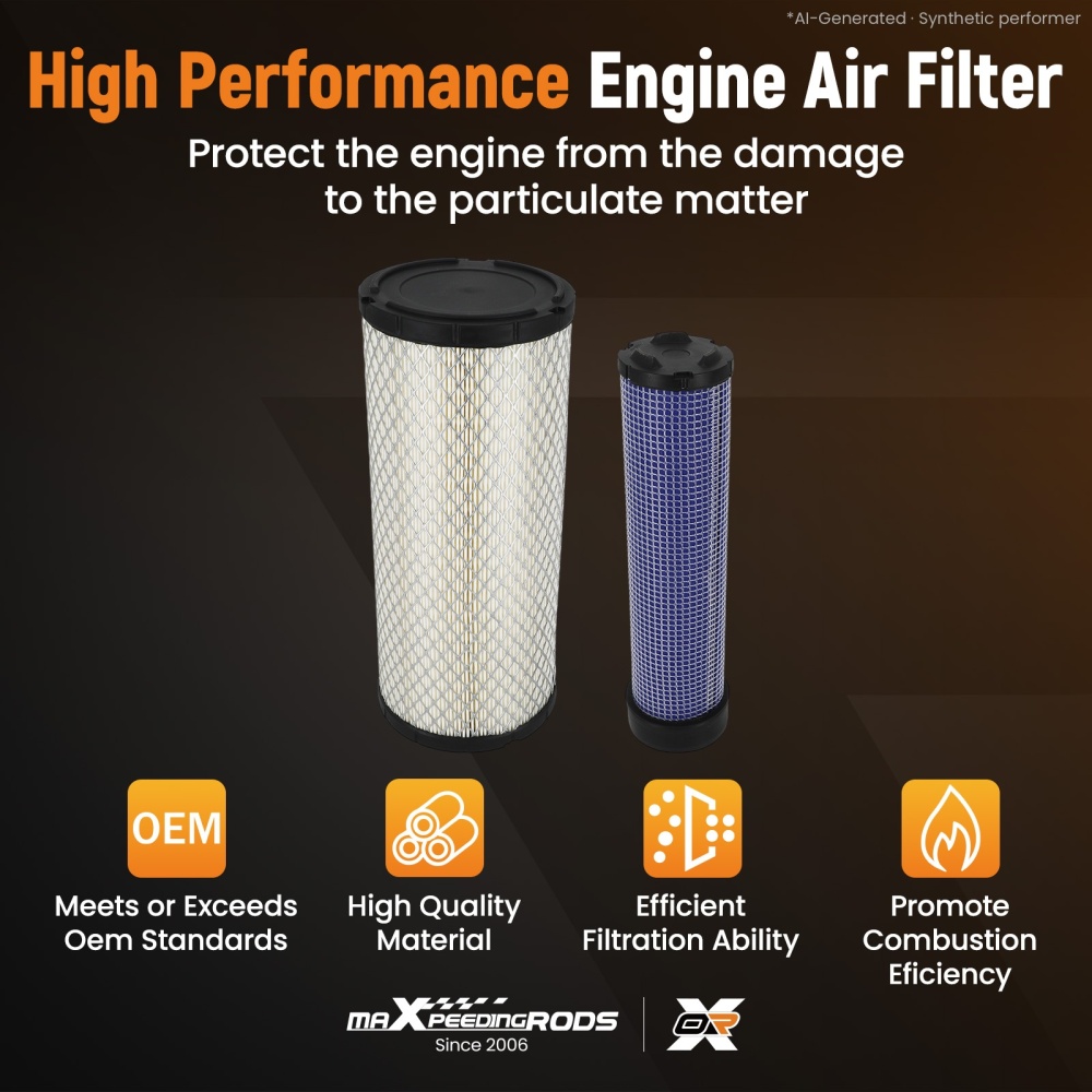 Outer Inner Air Filter Kit compatible for Bobcat 863 873 S250 S450 P827653 P829332 RS3542