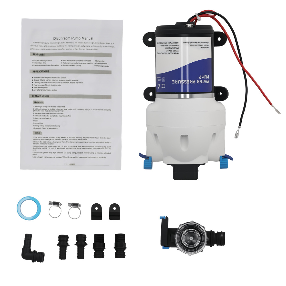 RV Water Pump 3GPM 12V DC 50PSI Self-Priming R3526144D Diaphragm Pump