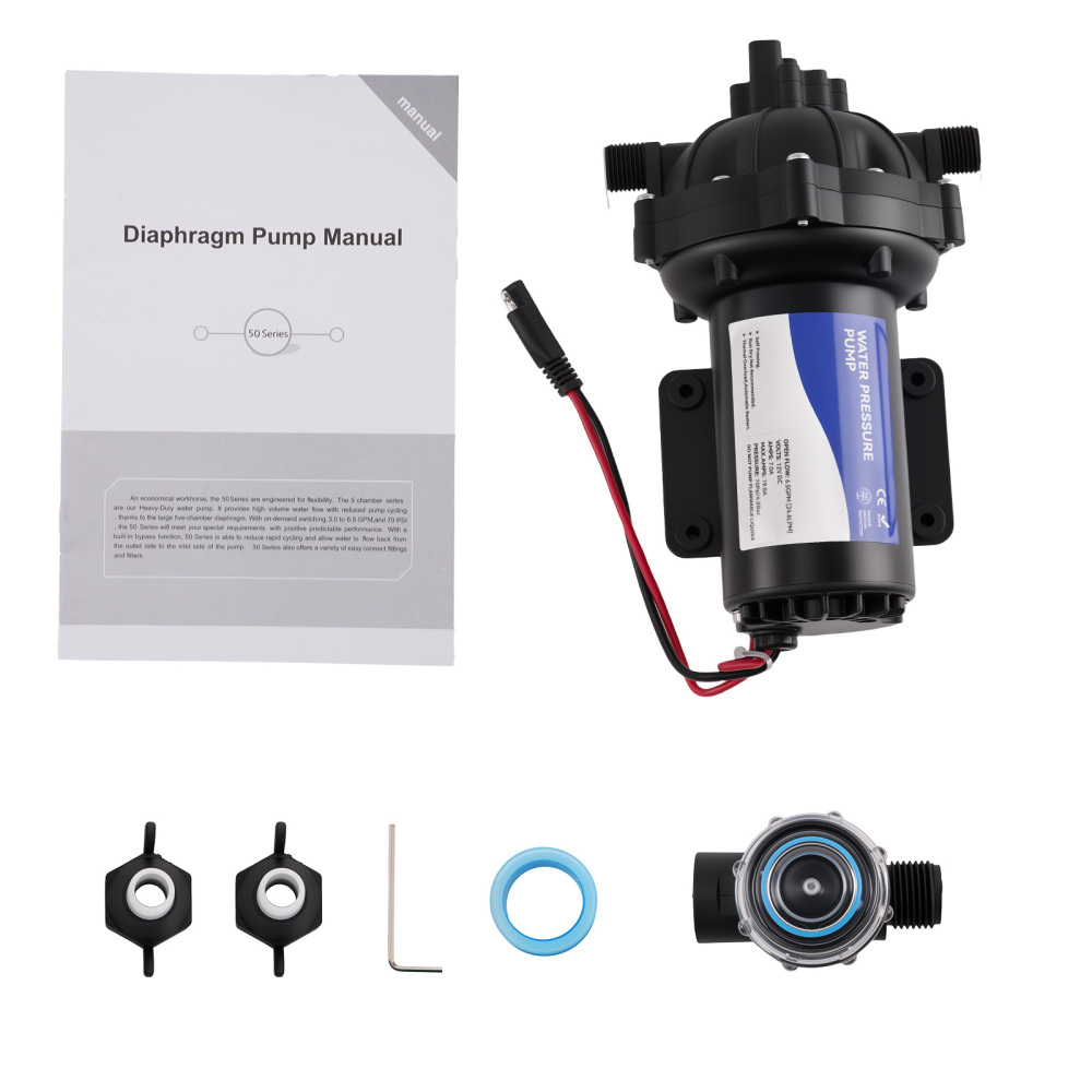 12V DC Water Pressure Diaphragm Pump 6.5GPM 15-70PSI Self-Priming for RV Yacht