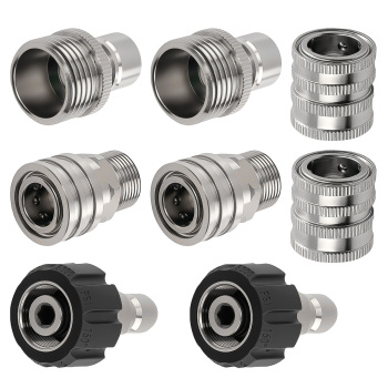M22 14mm Pressure Washer Adapter Kit Quick Connect Stainless Steel 8PCS