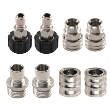 M22 14mm Pressure Washer Adapter Kit Quick Connect Stainless Steel 8PCS