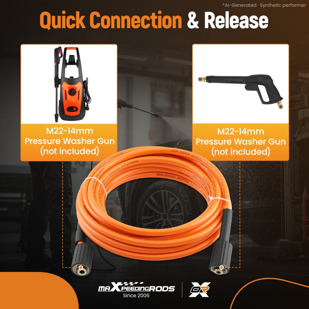 1/4 Inch Pressure Washer Hose 30 Feet 5800PSI Extension Hose Kink Resistant