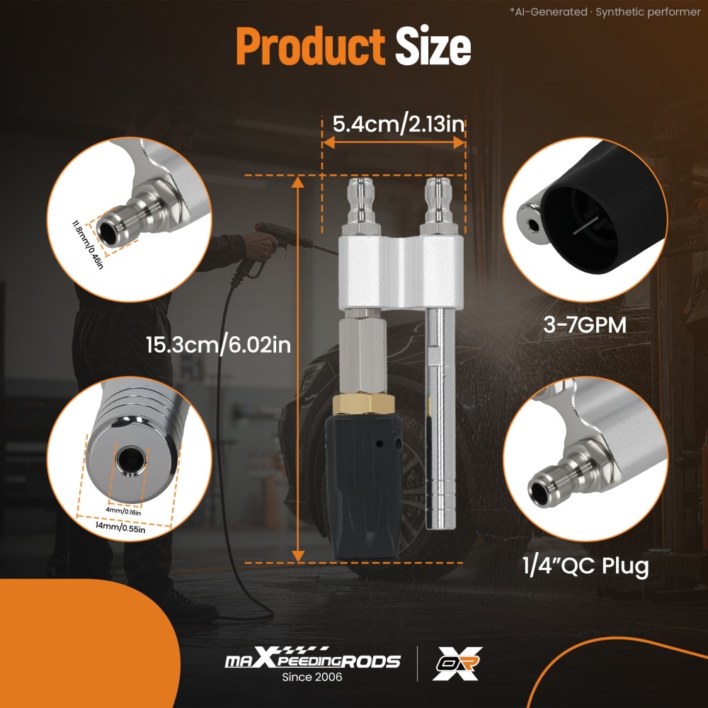 2-in-1 Adjustable Brass Nozzle for Pressure Washer 6000 PSI Soft Wash Tip 0-60°