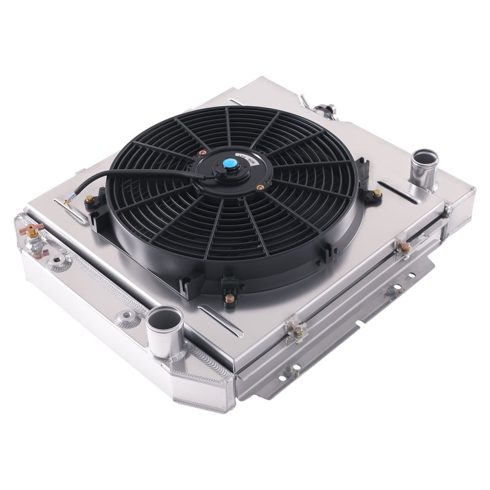 3 Row Aluminum Radiator Shroud Fan compatible for Ford Mustang 1965-66 Base 3.3L 4.7L