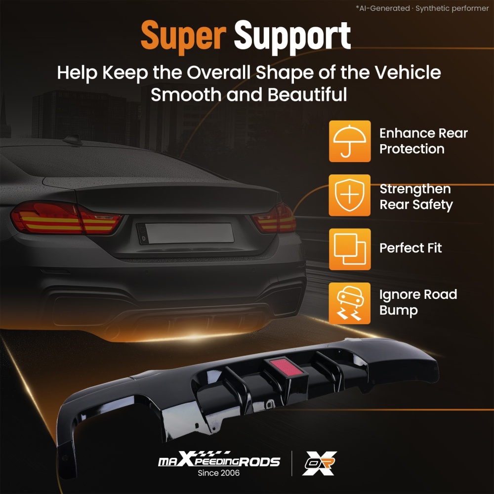 Rear Valance Diffuser Splitter W/ LED compatible for BMW 3 Series E92 E93 M Sport 2006-2014