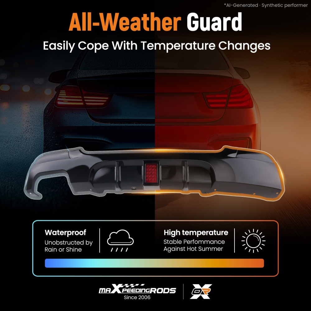 Rear Valance Diffuser Splitter W/ LED compatible for BMW 3 Series E92 E93 M Sport 2006-2014