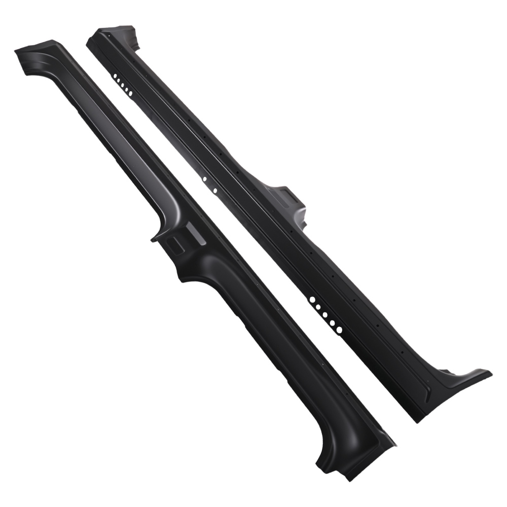 Outer Rocker Panel Set compatible for Ford F150 Crew Cab 2009-2014 Steel Black