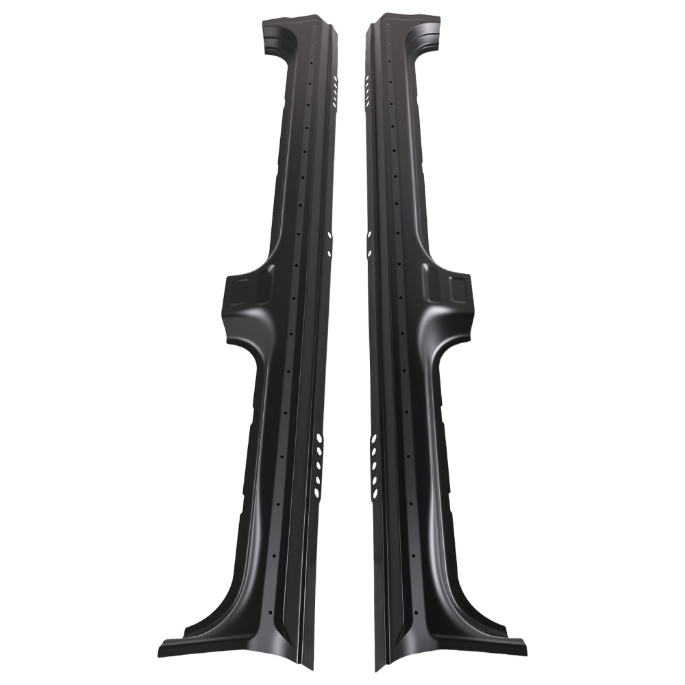 Outer Rocker Panel Set compatible for Ford F150 Crew Cab 2009-2014 Steel Black