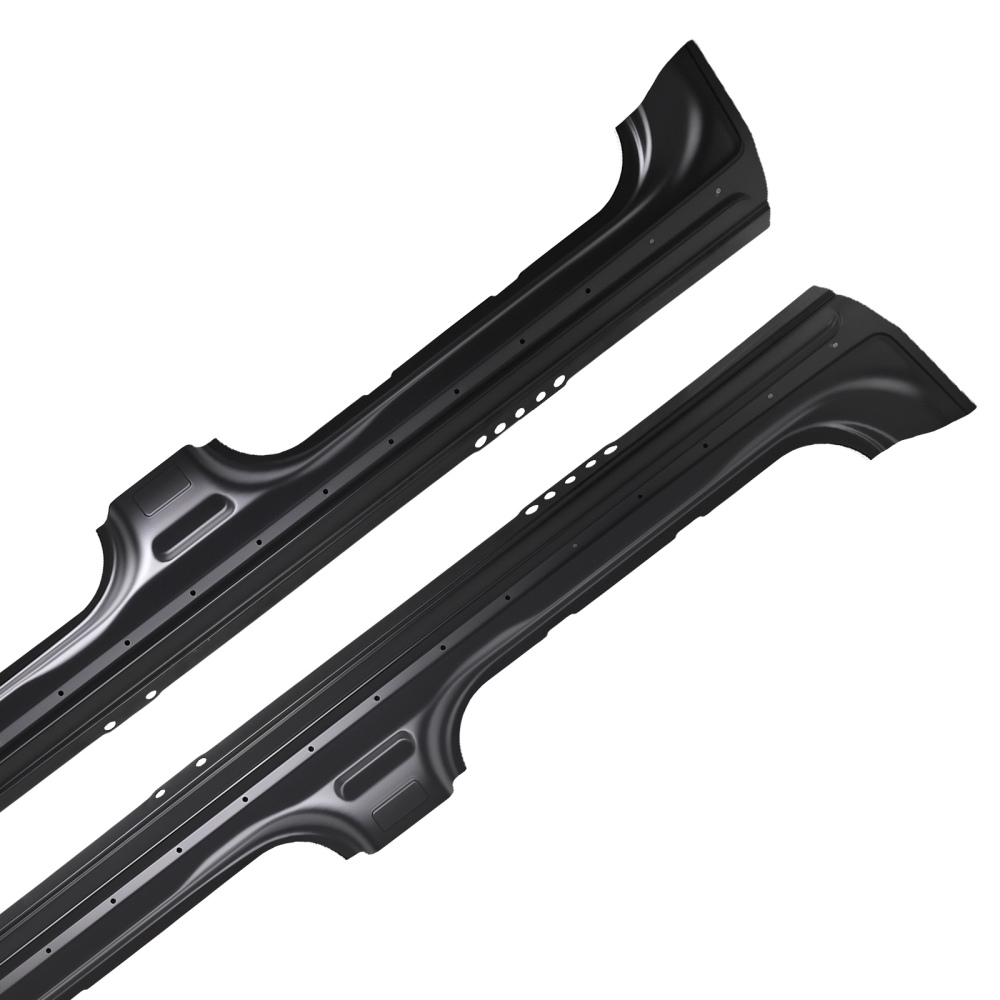 Outer Rocker Panel Set compatible for Ford F150 Crew Cab 2009-2014 Steel Black