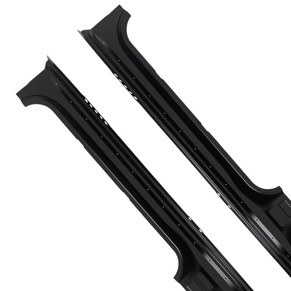 Outer Rocker Panel Set compatible for Ford F150 Crew Cab 2009-2014 Steel Black