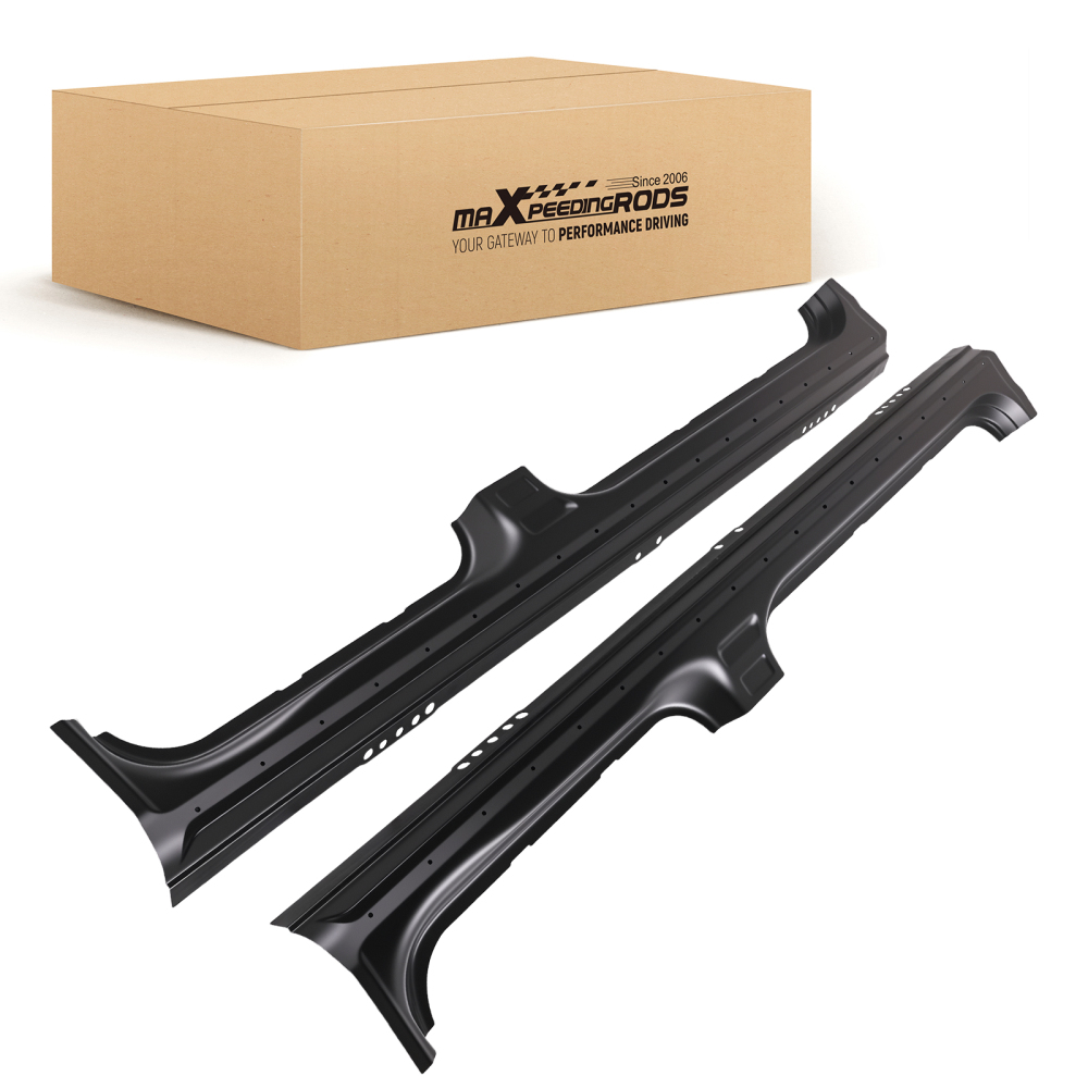 Outer Rocker Panel Set compatible for Ford F150 Crew Cab 2009-2014 Steel Black