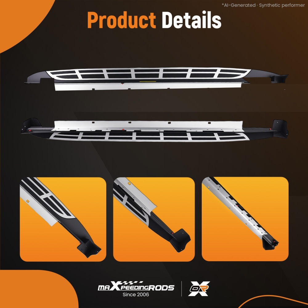 Black Running Boards Side Steps compatible for Kia Telluride 19-24 Non-Slip Surface