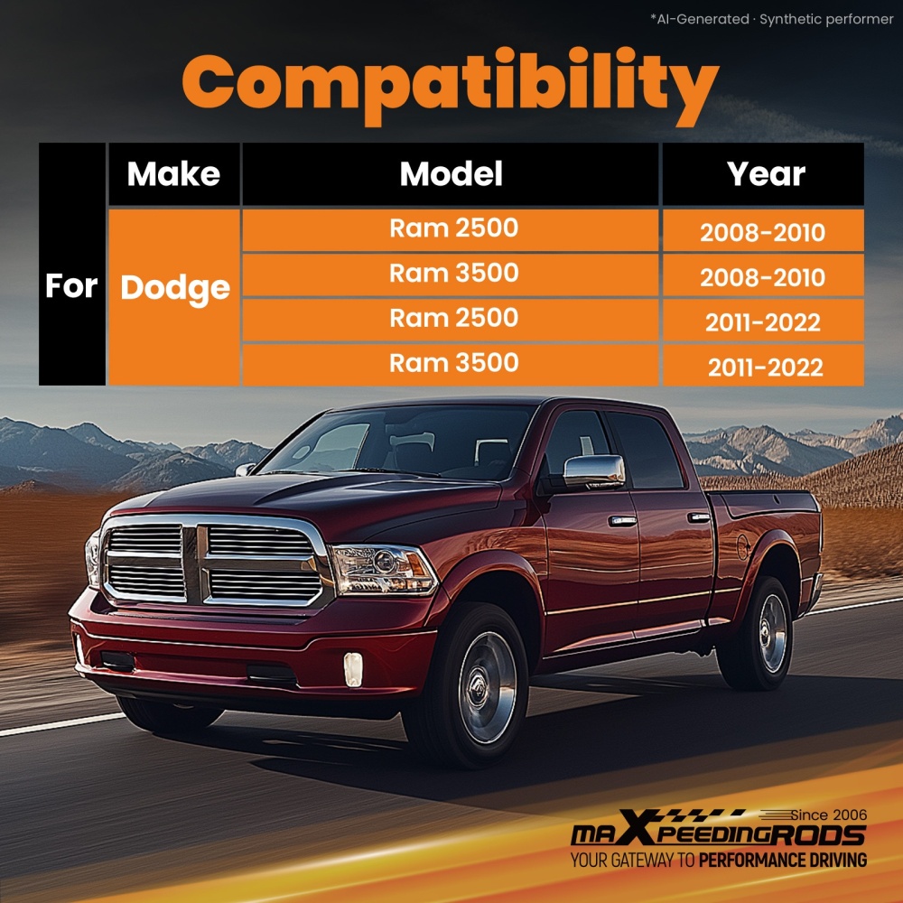Front Steering Damper compatible for Dodge Ram 2500 2008-2010 Monotube Design