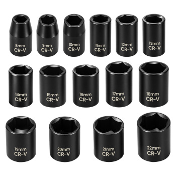maXpeedingrods 21pcs 3/8 Drive Impact Socket Set 6-Point 8mm - 22mm Metric