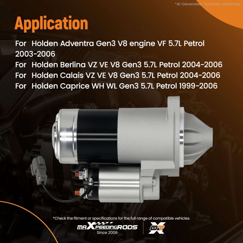 1.4KW 10 Tooth Starter Motor compatible for Holden VT VX VY VZ 5.7L 1999-2006 2005 12V