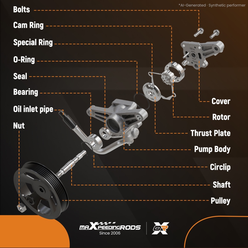 STP320 Power Steering Pump with Pulley compatible for Ford Transit 150 3.5L/3.7L 2015-2024