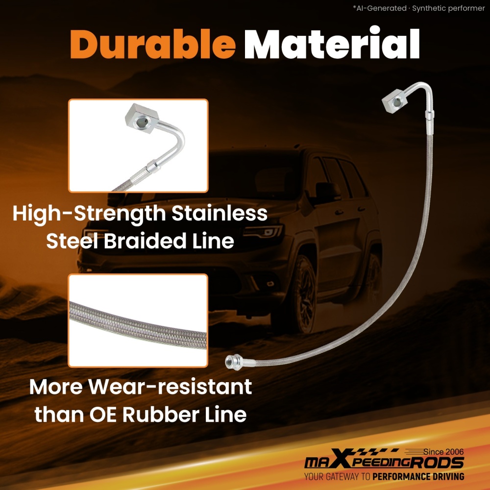 4 Pcs Front and Rear Braided Brake Lines compatible for Jeep Wrangler JK 2007-18