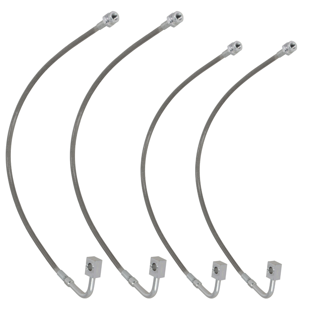 4 Pcs Front and Rear Braided Brake Lines compatible for Jeep Wrangler JK 2007-18