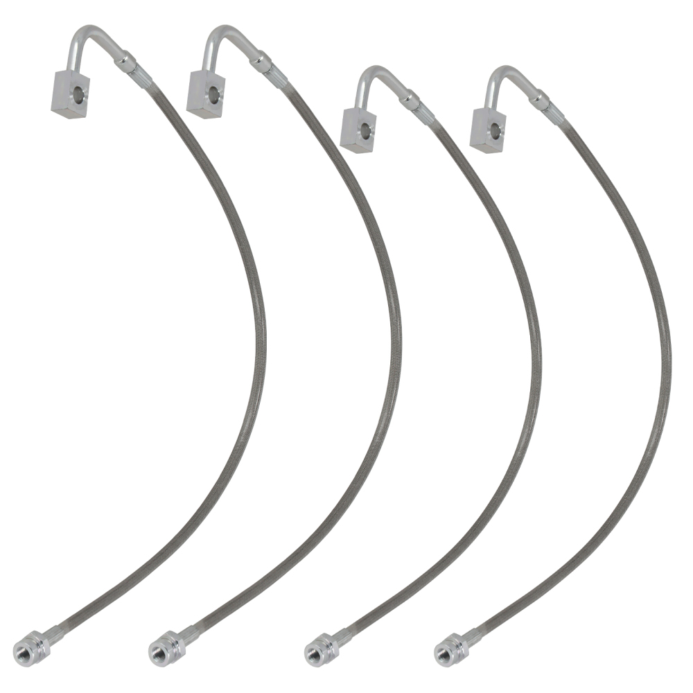 4 Pcs Front and Rear Braided Brake Lines compatible for Jeep Wrangler JK 2007-18