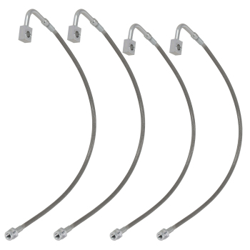 4 Pcs Front and Rear Braided Brake Lines compatible for Jeep Wrangler JK 2007-18