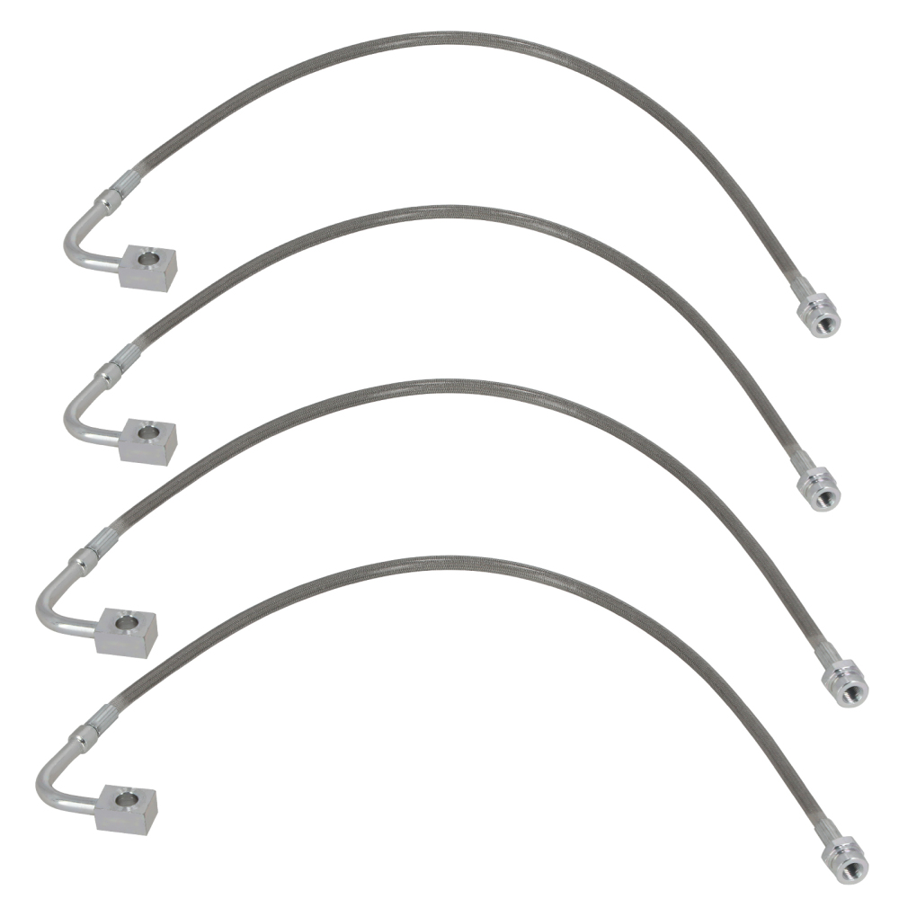 4 Pcs Front and Rear Braided Brake Lines compatible for Jeep Wrangler JK 2007-18