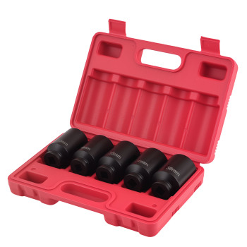5pcs 1/2 Drive 6 Point Deep Spindle Axle Nut Socket Set 33, 34, 35, 36, 38mm