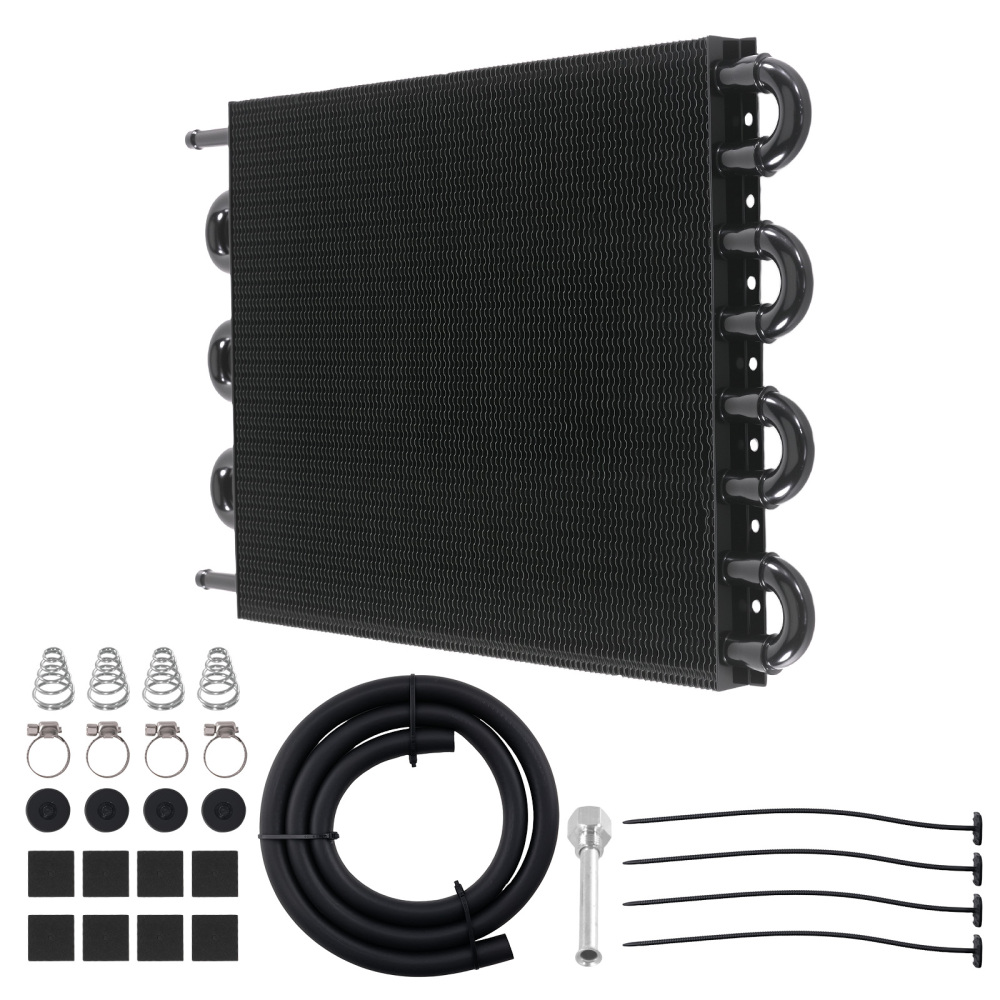 8 Row Remote Transmission Oil Cooler Universal Aluminum Radiator Converter Kit