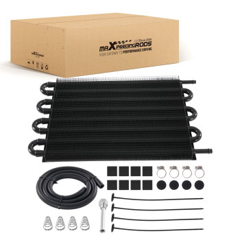 8 Row Remote Transmission Oil Cooler Universal Aluminum Radiator Converter Kit