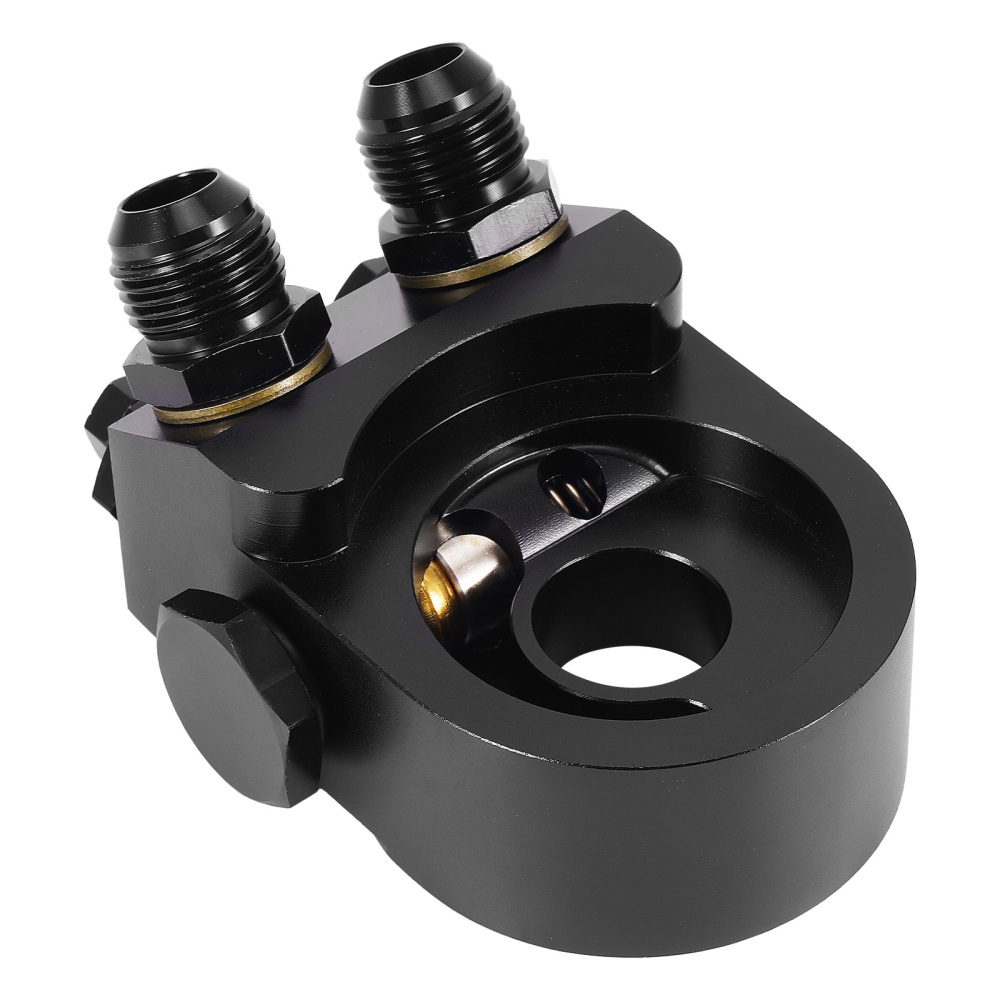 30Row Universal Engine Oil Cooler 10AN Black Aluminum Thermostatic Adapter Kit