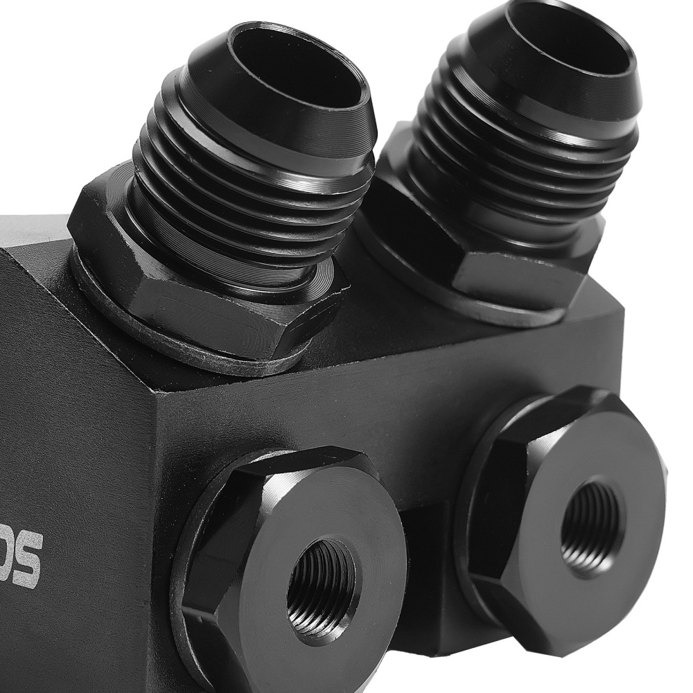 30Row Universal Engine Oil Cooler 10AN Black Aluminum Thermostatic Adapter Kit