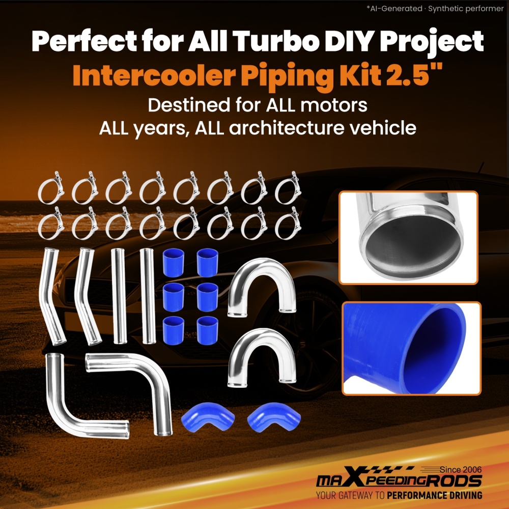 T04E T3 Universal Turbo Turbocharger V-Band 2.5Intercooler Pipe Piping Kit