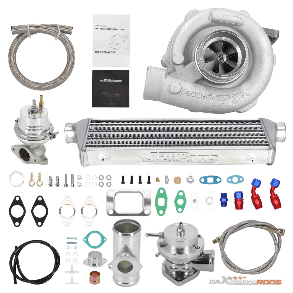 Universal Turbo Kit Stage III+Wastegate+Intercooler+Pipes kit for T3 T4 T04E