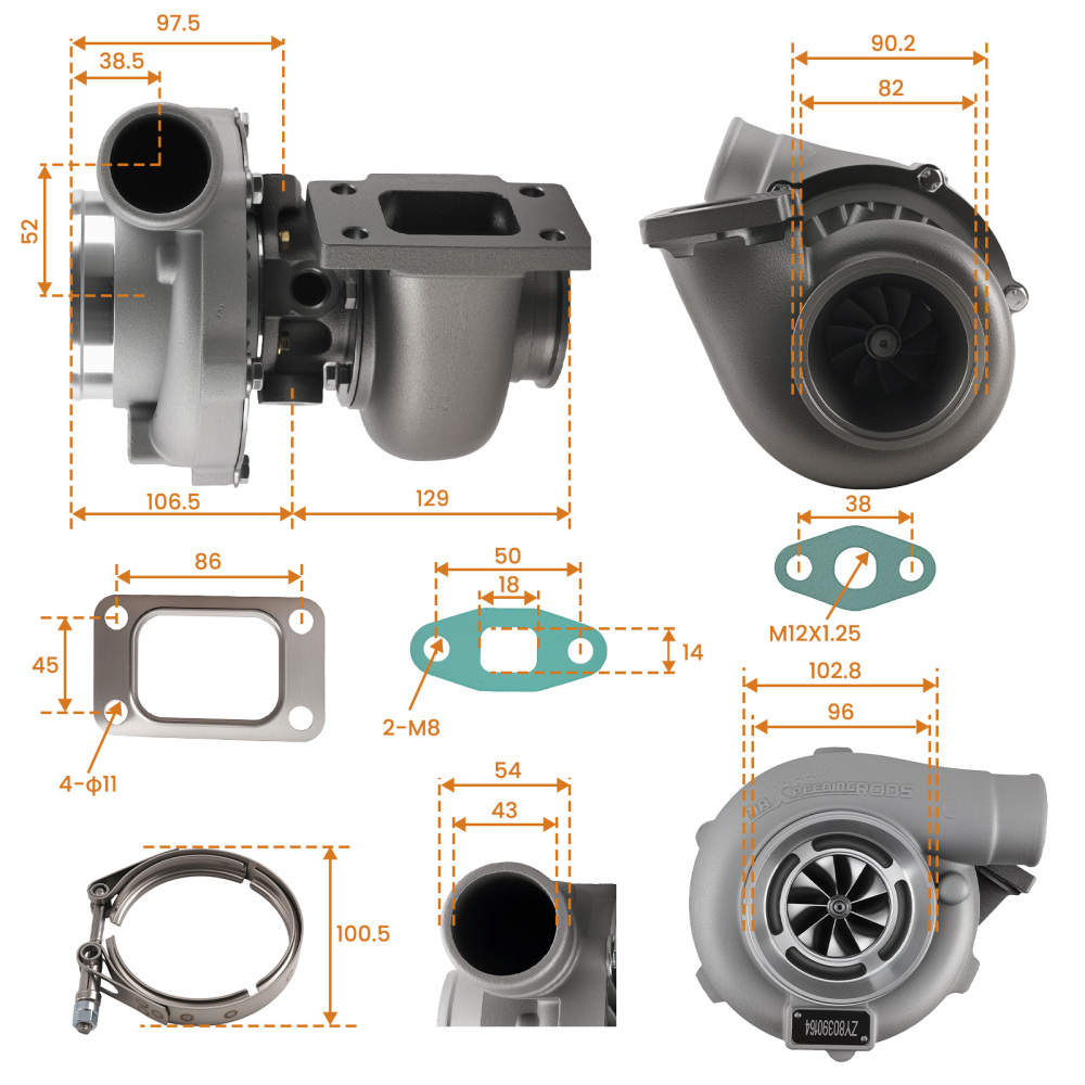 GT30 GT3037 GT3076 Water + Oil Turbo Turbocompressore Guarnizioni Kit compatibile per Audi