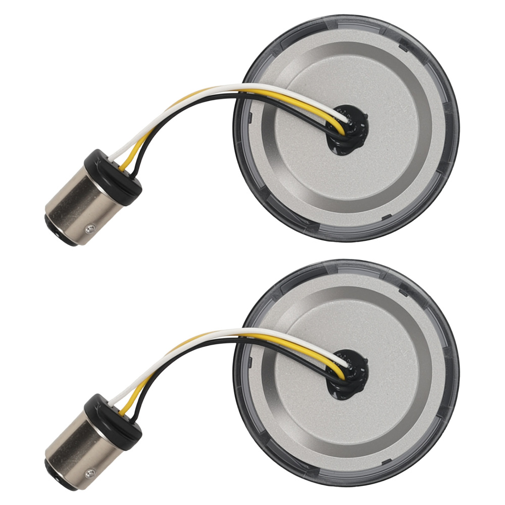 Pair of LED Turn Signal Lamp compatible for Harley with 2 bullet style models Amber/Compatible for White