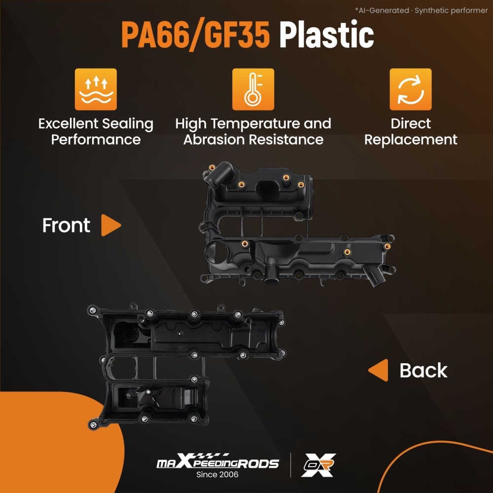 Engine Valve Cover compatible for Ford Focus 1.6 EcoBoost 2011-2017 BM5G-6M293-DG Black