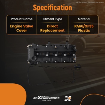 Black Rocker Cover compatible for Hyundai i40/iX35 1.7 CRDi 22410-2A700 w/ Cap