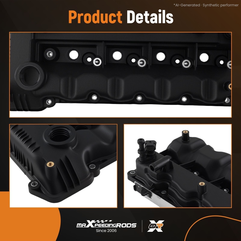Black Rocker Cover compatible for Hyundai i40/iX35 1.7 CRDi 22410-2A700 w/ Cap