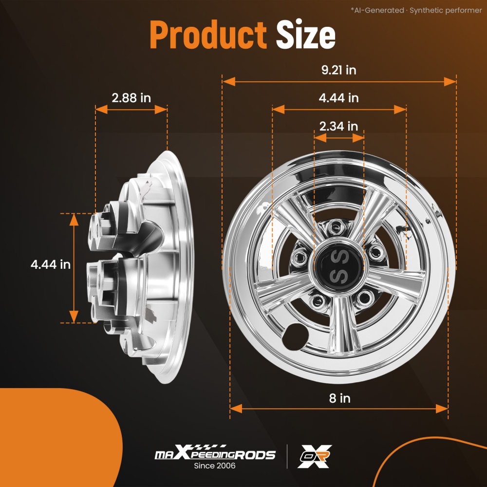 8 Inch ABS Wheel Covers Hub Caps compatible for EZGO Yamaha Club Car compatible for Golf Cart Wheels 4pcs