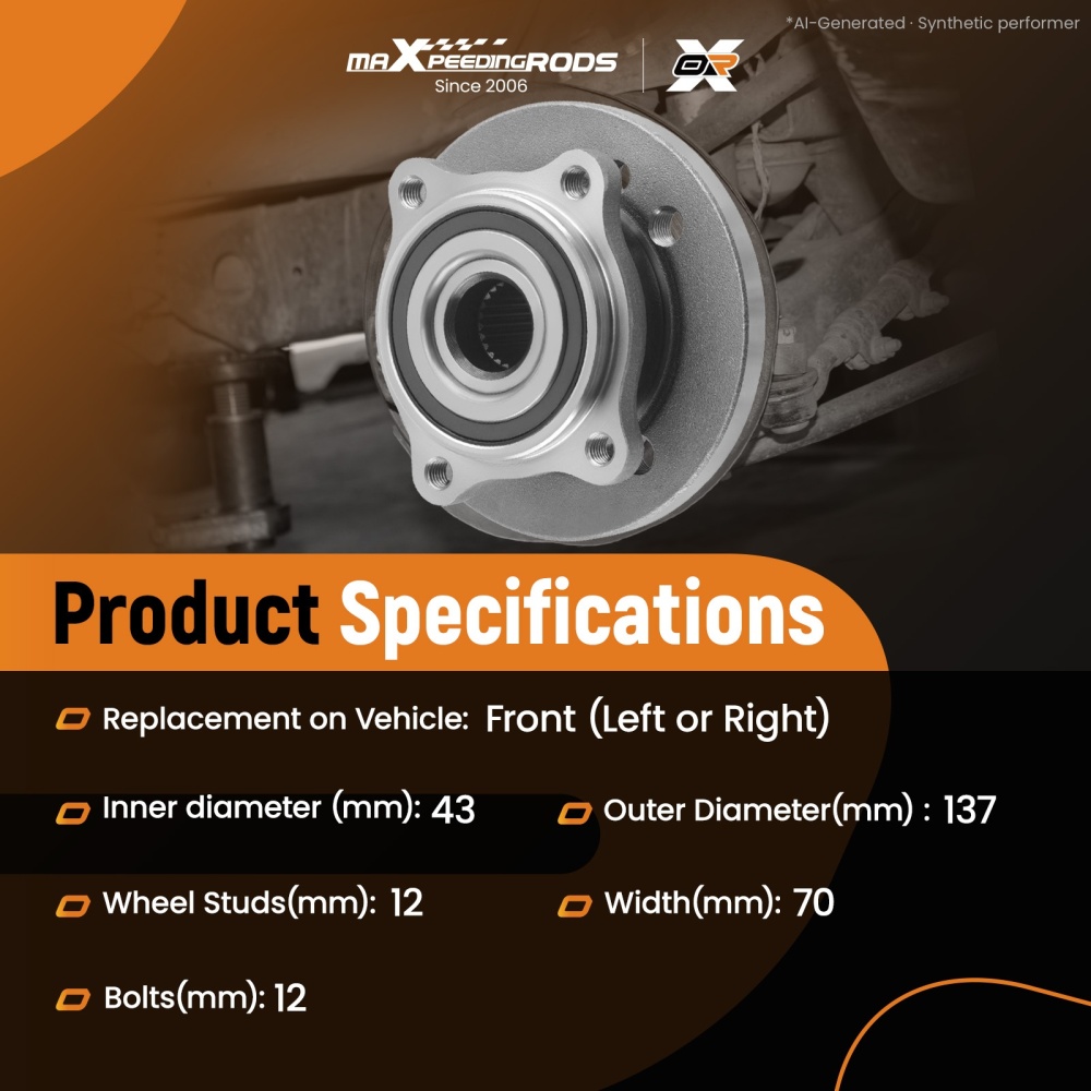 Wheel Bearing Hub Front compatible for BMW MINI ONE COOPER WORKS R50 R52 R53 31226756889