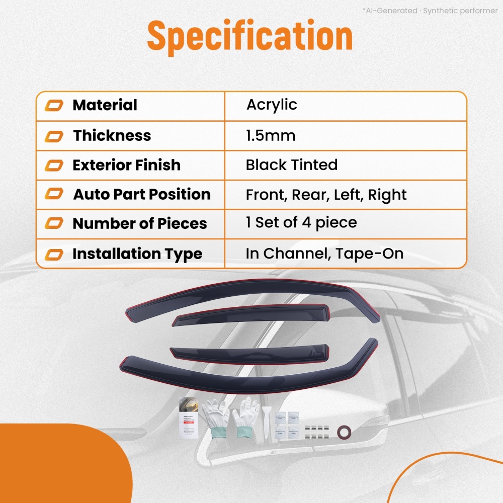 4 Door Acrylic Wind Deflectors compatible for Audi A4 B8 2009-2015 Saloon Visors 4-Door