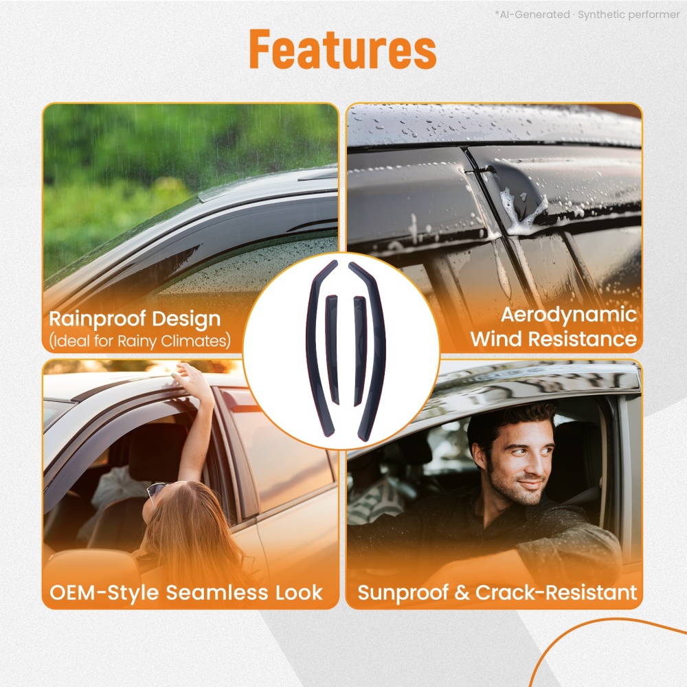 4 Door Acrylic Wind Deflectors compatible for Audi A4 B8 2009-2015 Saloon Visors 4-Door