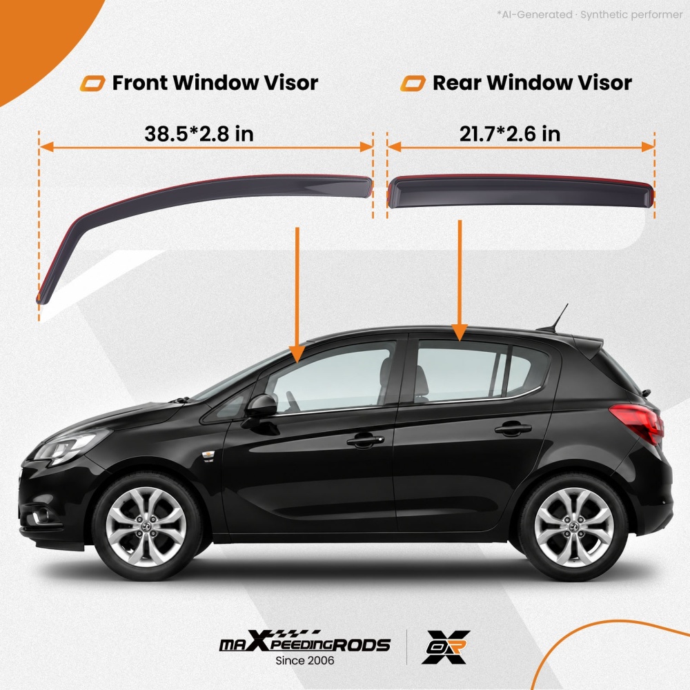 4pc Wind Deflectors Set compatible for Vauxhall Corsa D E 5-Door 2006-2019 In-Channel