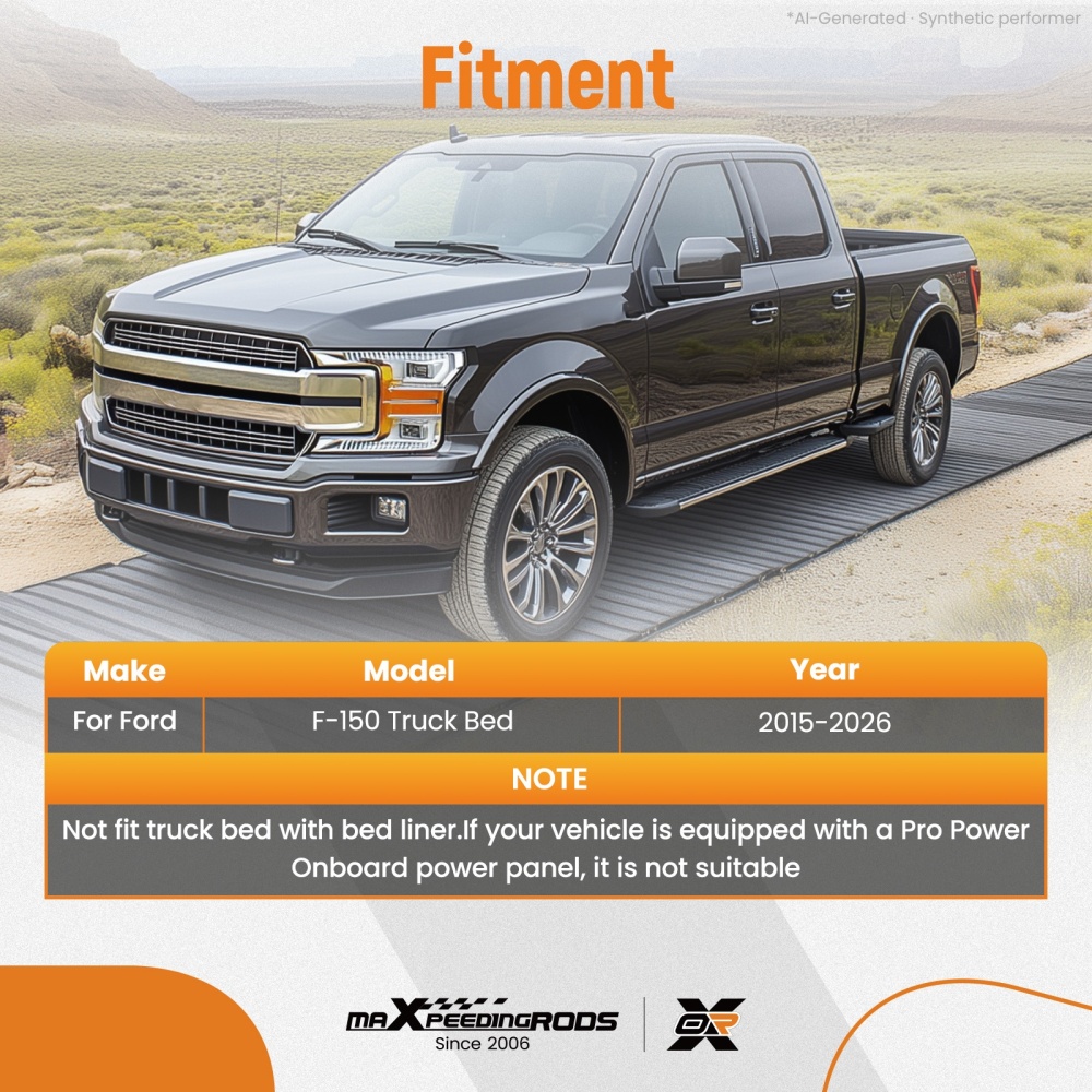 Aluminum Bed Cargo Organizer compatible for Ford F-150 2015-2026 Matte Black