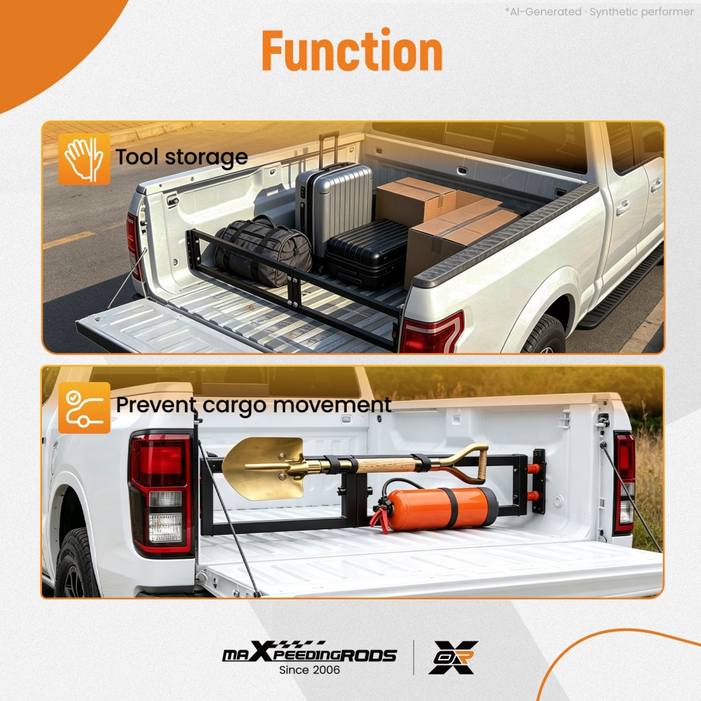 Aluminum Bed Cargo Organizer compatible for Ford F-150 2015-2026 Matte Black